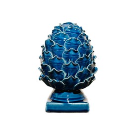 Handmade Blue Ceramic Artichoke Statue - Unique Artisanal Decorative Sculpture, Decor for Living Room, Bedroom, Office, Bookshelf