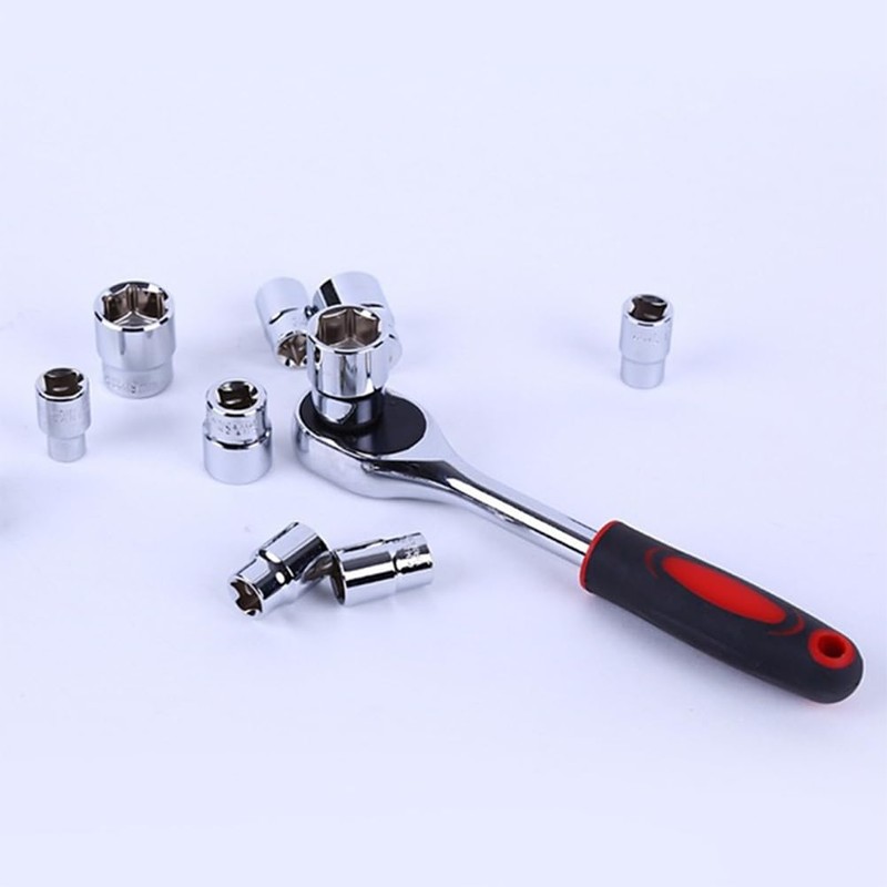 LSLANSOON 1/4” Ratchet Socket Wrench Set, Mechanic Tool Kit and