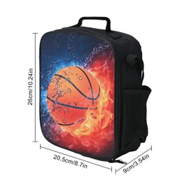 TOWEAR Basketball Lunch Box Bag Insulated Lunch Bag for School Work Picnic Basketball Sport Tote Lunch Box Containers Cooler Bag