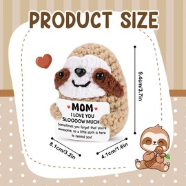Tiny Detalles Little Mom's Birthday Gift, for Mom, Grandma, Stepmom, 2025 Positive Sloth Crochet for Mother Day Decor, Cute Mom's Inspirational Gifts, Small Motivational Sloth Decor
