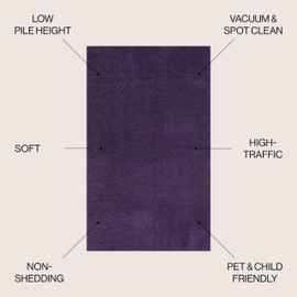 JONATHAN Y SEU100N-5 Haze Solid Low-Pile Indoor Area-Rug, Coastal, Bohemian, Minimalist Easy-Washing,Bedroom,Kitchen,Living Room,Non Shedding, Purple, 5 X 8