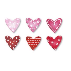 Roeda Brighten Your Life 22038r Red and Pink Heart with Pattern Set of 6 Assorted Magnets