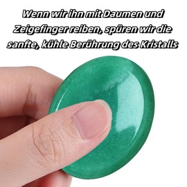 QINJIEJIE Green Aventurine Worry Stone Crystal Worry Stones Thumb Gemstone Oval Crystals Healing Stones Palm Stone Stress Relief Reiki Healing Meditation