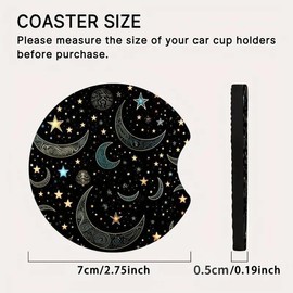 Moon & Star Pattern Car Coaster, Car Cup Holder Coaster, Car Interior Decoration Accessories for Women & Men