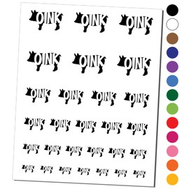 Pig Oink Farm Animal Temporary Tattoo Water Resistant Fake Body Art Set Collection - Black (One Sheet)