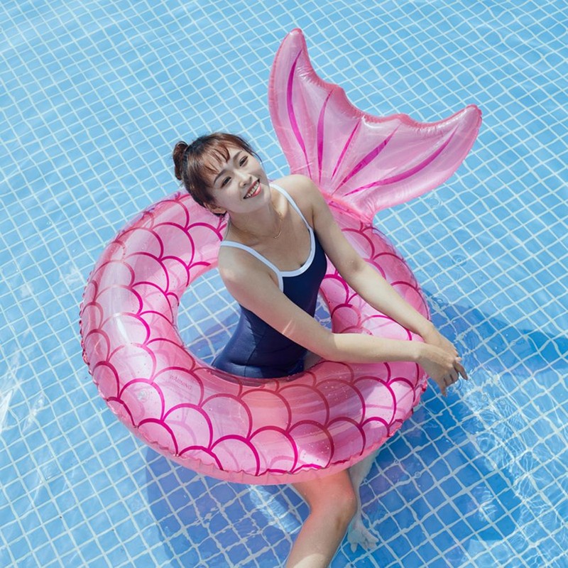 Inflatable Mermaid Swimming Ring PVC Mermaid Tail Tubes Water Party