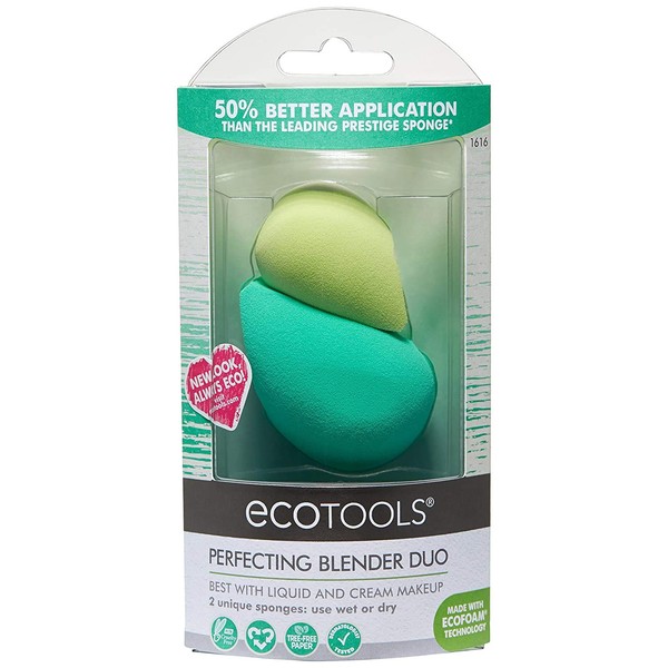 EcoTools Perfecting Blender Duo, 2 Beauty Sponges for Flawless Foundation Coverage