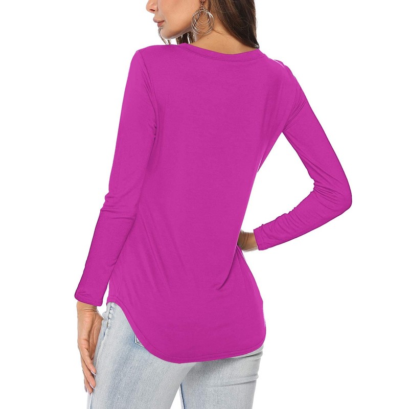 Florboom Women's T-shirt, long-sleeved/short-sleeved V-neck top, summer basic shirt, Mallow