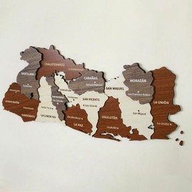 Colorfull Worlds El Salvador 3D Wooden Country Map Multilayered Wall Decor for Home, Office & Living Room Traveler Wall Décor (15.7"x8.7" | 40x22 cm)