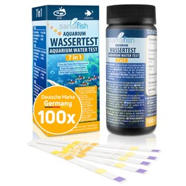 sanafish Aquarium Water Test 7 in 1. 100 Test Strips in Tub. Check water quality in pond and aquarium.