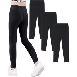 Domee Girls Yoga Leggings Sports Dance Pants Pack of 3 Black 10-11 Years (Manufacturer Size 160)