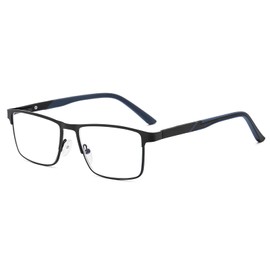 ZNEIAAPR Nearsighted Metal Myopia Glasses Men, Blue Light Spring Hinge Shortsighted Distance Driving Glasses (NOT READING GLASSES) Black/-2.00 Diopters