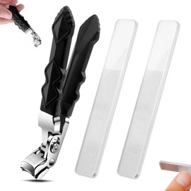 GXGM 1 x Outfany Nail Clippers Pro, Nail Clippers for Seniors, Nail Clippers, Toenail Clippers, with Bevelled Head, Suitable for Thick Nails, Large Nail Clippers for Adults, black