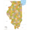 Illinois ZIP Code Map with Counties - Standard - 36"