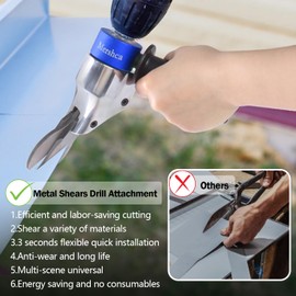 Mershca 360° Pivoting Drill Metal Shear Attachment, Professional Power Tool Accessory for Cordless & Corded Drills, Heavy-Duty Metal Cutter for Iron, Aluminum & Copper Sheets with Adjustable Handle- B