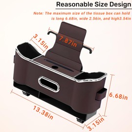 TOIMALDO 2025 New Back Seat Car Organizer, Multifunctional Seat Back Storage Box, Universal Car Tissue Holder, Five-in-one Multifunctional Storage Box (Brown)