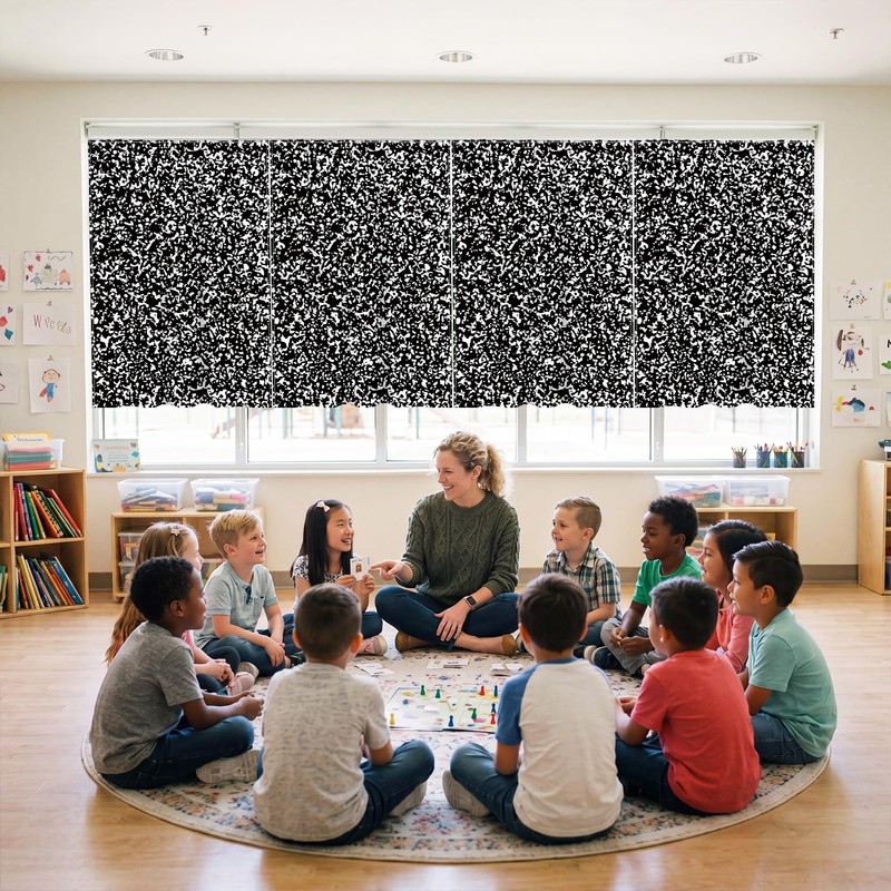 Hahafelt 6 Pcs Composition Notebook Curtains for Classroom Window Curtains