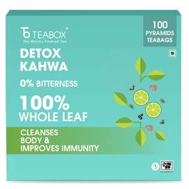 Teabox Detox Kahwa Green Tea Bags 100 pcs | For Natural Body Cleanse & Cold Relief | Made with 100% Indian Herbs & Spices