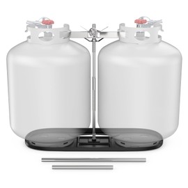 RV Dual Propane Tank Mounting Rack with Lock for 40lb, 30lb and 20lb Tanks, Dual RV Propane Tank Cylinder Rack for Camper Travel Trailer Hitch Frame with 3 Connecting Pipes, Propane Tank Holder(Black)