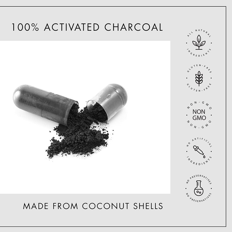 Kiki Health Activated Charcoal Powder Capsules, 60-Count