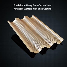 Kilimazart Baguette Tray Non- Stick French Bread Pan Carbon Steel Perforated Baguette Baking Mold