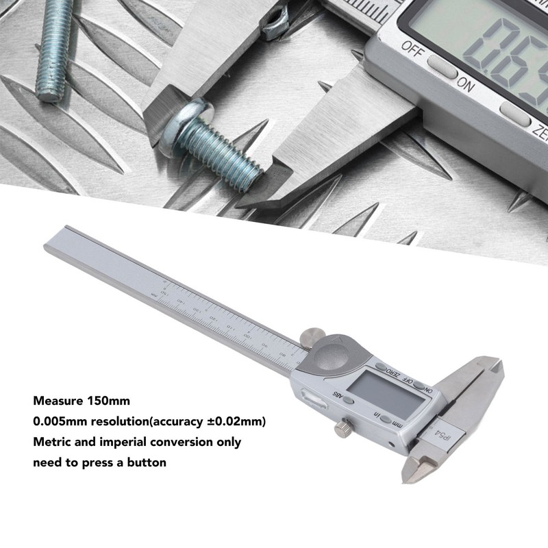 Digital Caliper Measuring Tool Industrial Electronic IP54 Waterproof 0‑6in 0‑150mm