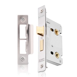 XFORT® Polished Chrome Bathroom Lock 65mm for Internal Wooden Doors, Mortice Door Lock for Bathroom, Door Latch Mechanism and Thumbturn Locking Door Security, CE Approved and Fire Rated Protection.