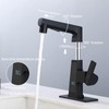 LED Bathroom Faucet with Pull Out Sprayer, Rzoeox Black Temperature