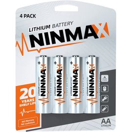 NINMAX Lithium AA Batteries 3500mAh, 4 Pack 1.5V Longest Lasting Double A Battery for High-Tech Devices【Non-Rechargeable】