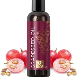 Pure Grapeseed Oil for Hair, Face  Acne - Cold Pressed  100 Pure for Highest Efficacy - Great Massage Oil Base - Use to Prevent Aging  Wrinkles - 4...