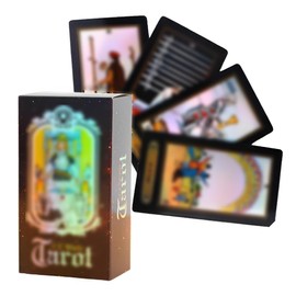 JAWUZ 78 Tarot Cards with Guide, Tarot Cards, Holographic Tarot Cards Deck Future Game with Colourful Box for Beginners and Professional Players, King - English Version, E