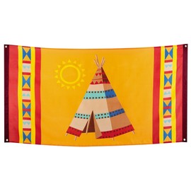 Boland 44103 - Indian Flag, 1 Piece, Size 90 x 150 cm, Teepee Tent, Wild West, Decoration Banner, Decoration, Wall Decoration, Theme Party, Birthday, Carnival, Hanging Decoration
