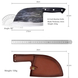 Forging Serbian Chef Knife Kitchen Chef Knives Full Tang High Carbon Clad Steel Almasi Butcher Cleaver with Leather Sheath Thanksgiving Christmas Gifts for Men Women (B-Almasi Knife)
