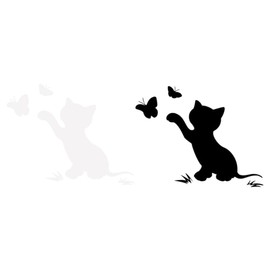 TEHAUX Pet Friendly Car Sticker 4 Pack of Black/White Flapping Cat Car Decals to Hide Scratches Add Charm