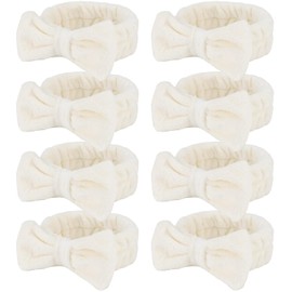 Ondder Diadema De Spa Para Lavarse La Cara, Paquete De 8, Diademas Para El Cuidado De La Piel Para Mujeres Y Niñas, Bandas Para La Cabeza Con Lazo Bonito 8 Unidades (Paquete De 1) Beige