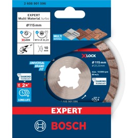 Bosch 1 x Expert MultiMaterial X-LOCK Turbo Diamond Cutting Discs (for Concrete, Brick, Diameter 115 mm, Professional Accessories, Small Angle Grinder)