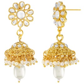 Aheli Indian Traditional Jewelry White Kundan Choker Necklace Earring Jewelry Set Gift for Women