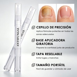SINYI 2PCS lapiz antihongos,Lapiz Restaurador de Uñas，Producto portátil para el cuidado de las uñas con cabezal de cepillo integrado,Las hidrata y protege, y realza su color(4ML)