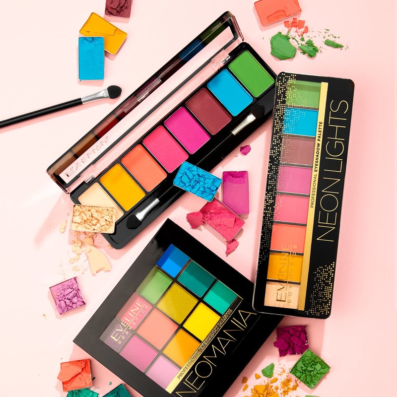 Eveline Cosmetics Professional Eyeshadow Palette with 8 Eyeshadows, Neon Lights