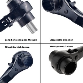 Aoktorkit Ratchet Podger Wrench, 10mm x 12mm Scaffold Spanner, Double Socket Wrench, 12 Point Steel Erect Spanners