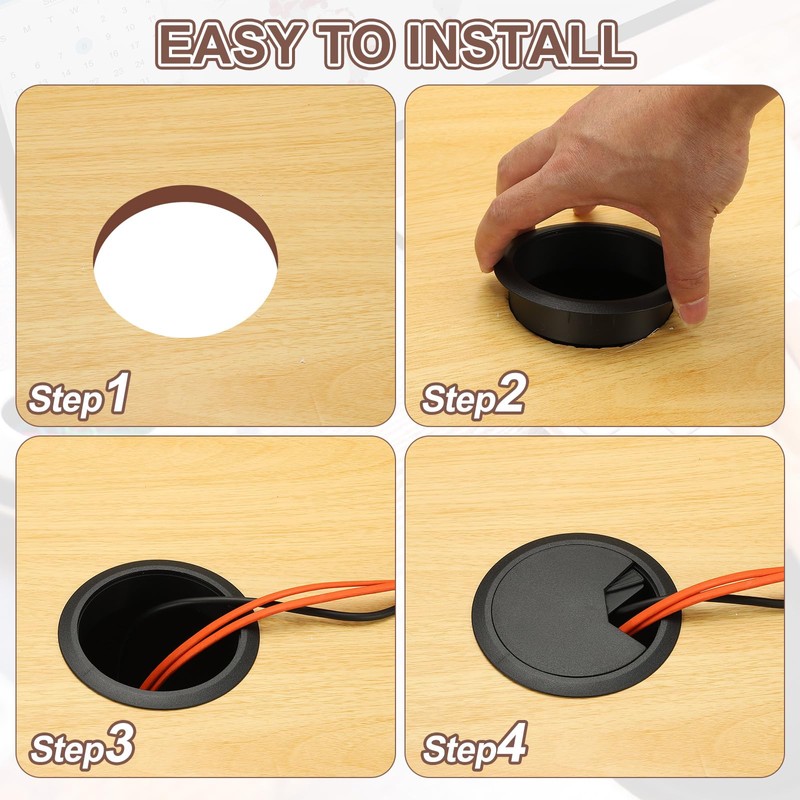 PATIKIL 3 Inch Desk Grommet, 6Pcs Cable Grommet Wire Management