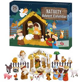 Advent Calendar 2022 - 25 Days of Christmas Nativity Scene Set - Countdown to for Kids Boys Girls Children Toddler Teens Indoor Toy
