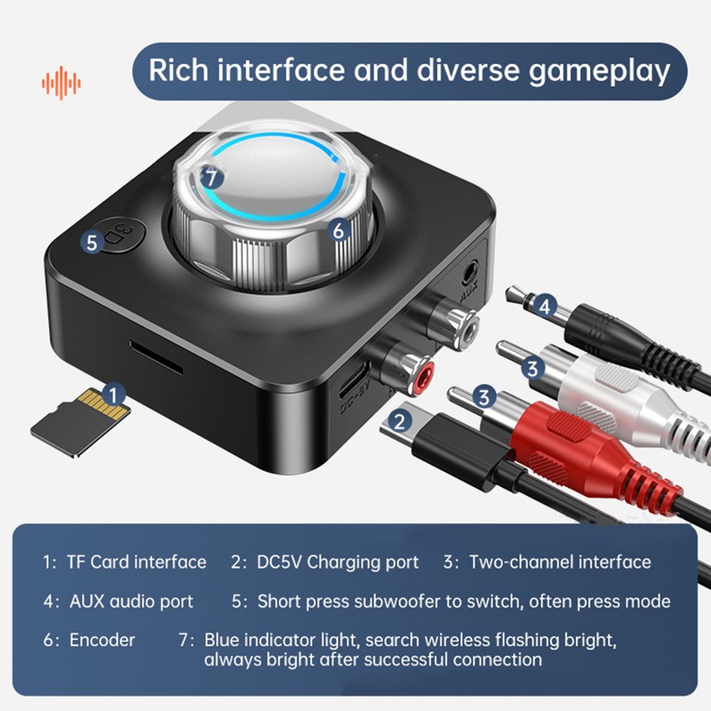 Bluetooth 5.0 Receiver DC 5V/1A Driver Free 2.4 to 2.48GHz