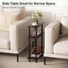 Apicizon Small Narrow Side Table, 3-Tier Skinny End Table with