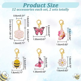 NBEADS 24 Pcs Butterfly Flower Bee Stitch Markers, Alloy Enamel Crochet Stitch Marker Charms Locking with Zinc Alloy Lobster Claw Clasp for Crochet Accessories Quilting Jewelry Making