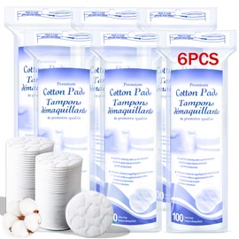 Premium Cotton Pads for Face, 400 Count Round Makeup Remover Pads, 100% Pure & Natural Organic Cotton Rounds, Lint-Free Facial Pads Cleansing Cotton (100 Count (Pack of 6))