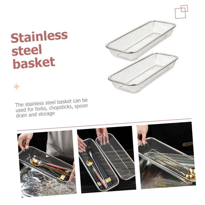 TEHAUX 2Pcs Stainless Steel Dishwasher Basket Durable Cutlery Holder with