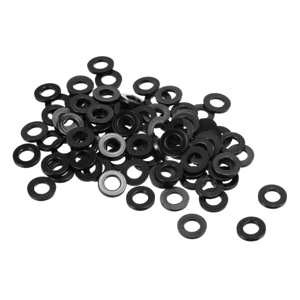 TOP-VIGOR 100Pcs Black Nylon Flat Washers, M6 x 12mm x