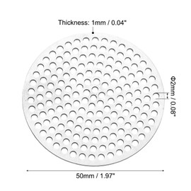 PATIKIL 2" Diameter 304 Stainless Steel Perforated Sheet, 0.08" Hole 19GA Expanded Metal Mesh Round Slices Plate Screen Decorative Meshes for Ventilation Grill Smoking, Silver Tone