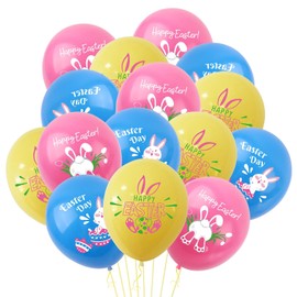 iwiio Happy Easter Balloons - 15Pcs Happy Easter Decorations Balloons, Easter Bunny Egg Balloons for Easter Hunt Games Party Supplies